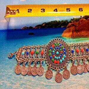 Share Chunky Boho Bracelet with Multicolor Beads & Chain-Unique-BEAUTIFUL!!NWOT